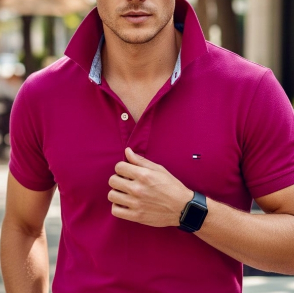 Tommy Hilfiger Custom Fit Collection Fuscia Polo Shirt - Picture 2 of 13